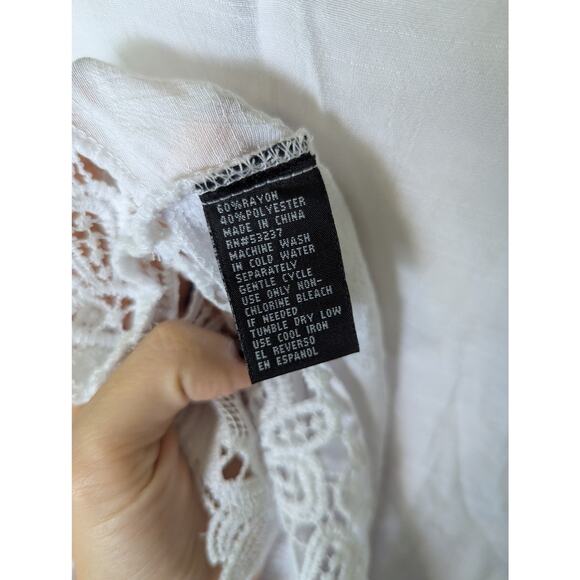 NWT Unique Spectrum White Boho Swim Cover Up Blouse Women 3X Tassel Crochet Lace - Picture 7 of 9